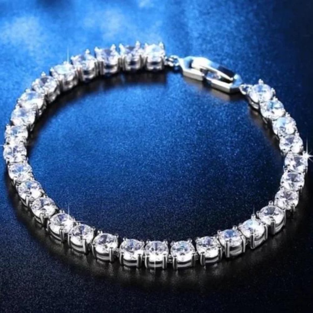 NEW 925 STERLING SILVER 5MM DIAMOND BRACELET, NICE BRACELET, CUTE BRACELET - Picture 5 of 5